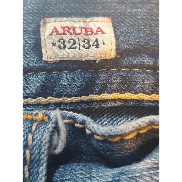 MEK Mens Aruba Denim Jeans Distressed Pocket Flap Rock Metal Grunge Band 32x34 - Picture 11 of 13